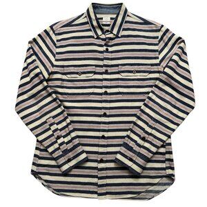 Bonobos Shirt Mens Size M Long Sleeve Flannel Pockets Slim Fit Beige Striped